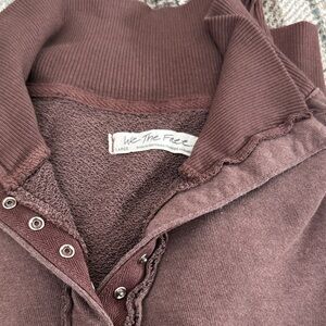 We The Free Chocolate Henley Sweatshirt